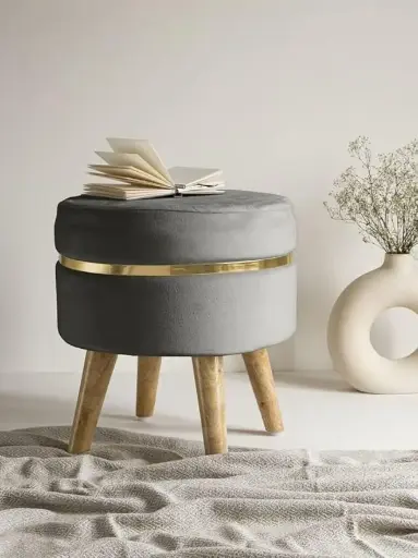 Pouffes Sitting Stool for Living Room Velvet Wooden Furniture Puffy Footrest Foot Footrest Seat Pouf Footstool for Office Home Decor